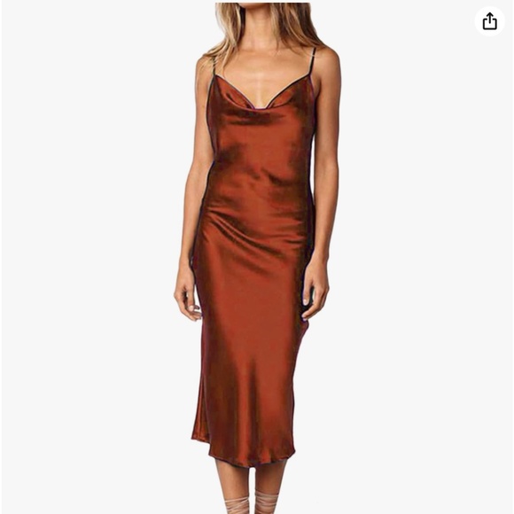 Dresses & Skirts - Midi Satin Cowl Neck Dress (medium)